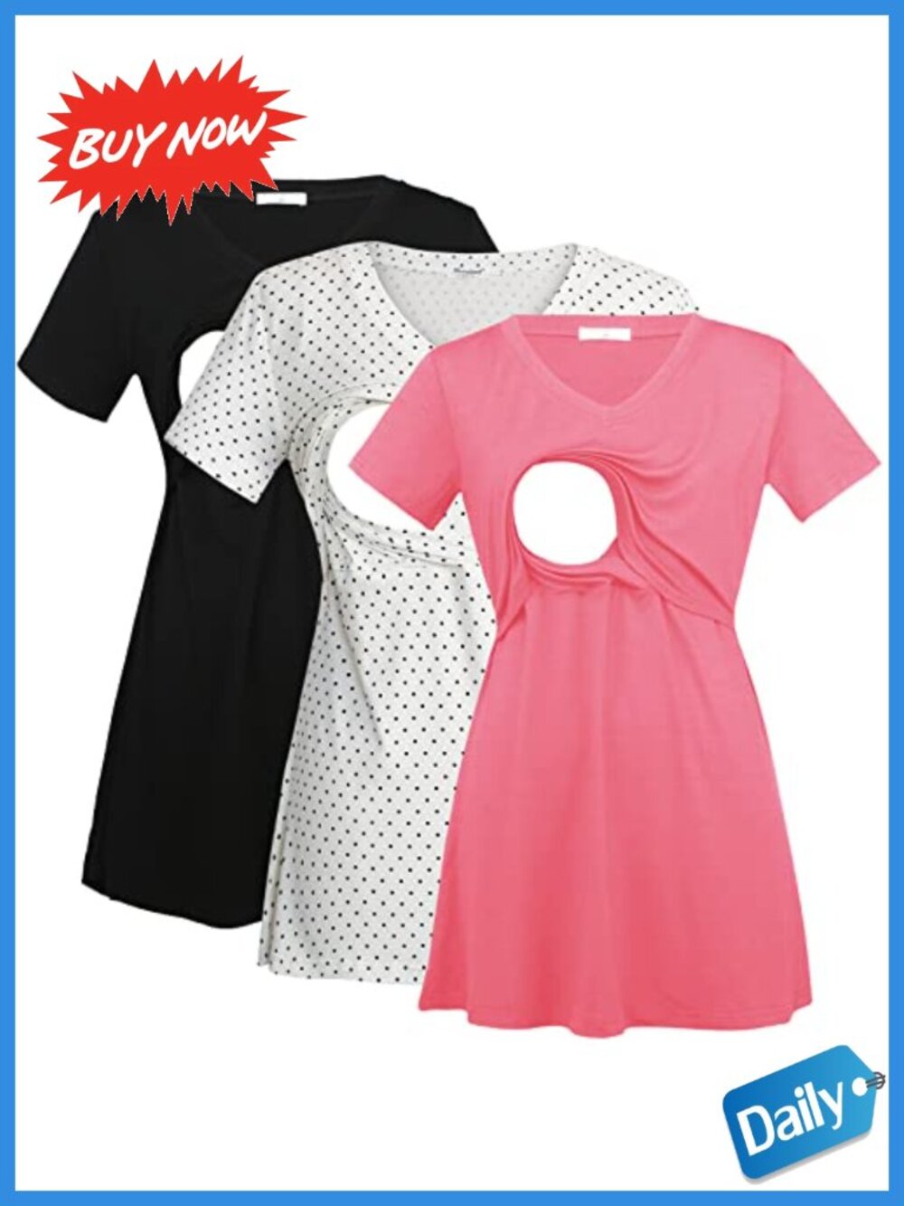 Womens V Neck Nursing Tops Maternity Breastfeeding Tees 3 Pack
